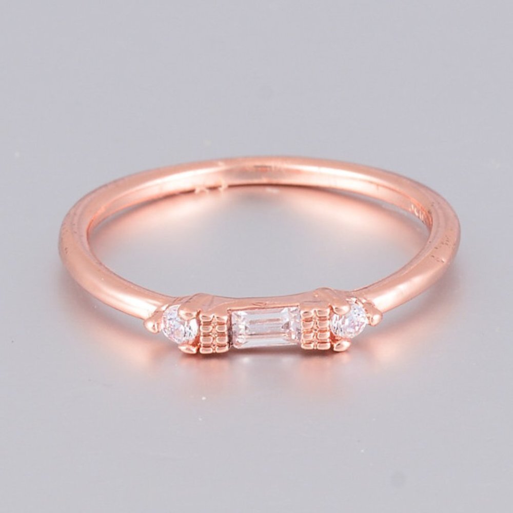 💥 Refined Slight Anillos Chic Rectangle Round CZ Rings For Woman, HA4209-6